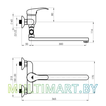 Смеситель Rubineta Optima 12/C (O2CK08) картинка 2